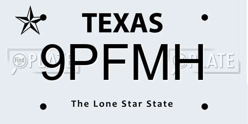 9PFMH Texas License Plate