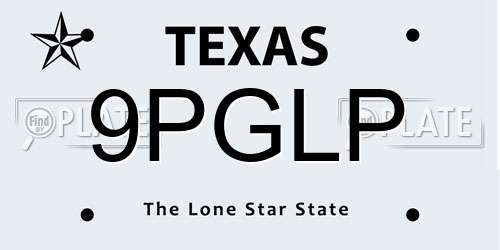 9PGLP Texas License Plate