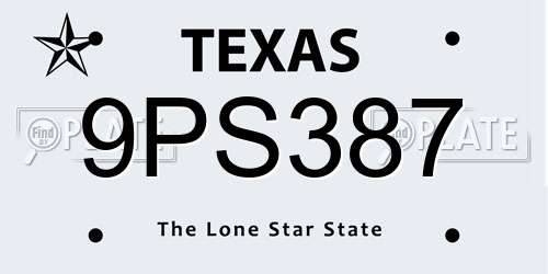 9PS387 Texas License Plate