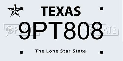 9PT808 Texas License Plate