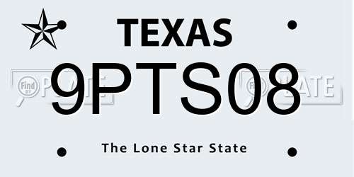 9PTS08 Texas License Plate