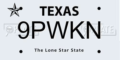 9PWKN Texas License Plate