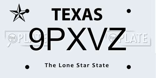9PXVZ Texas License Plate