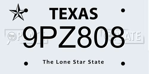 9PZ808 Texas License Plate