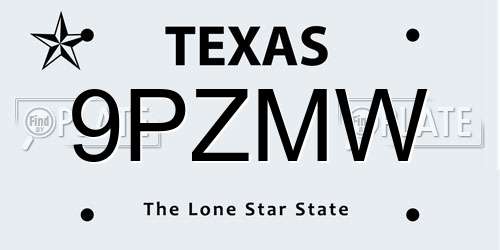 9PZMW Texas License Plate
