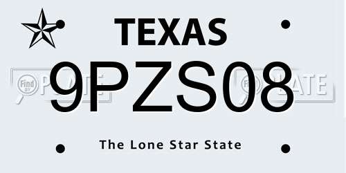 9PZS08 Texas License Plate