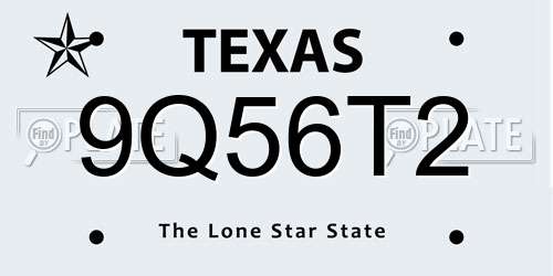 9Q56T2 Texas License Plate