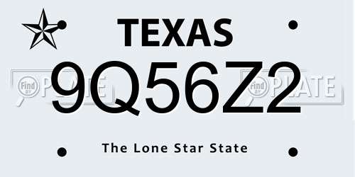 9Q56Z2 Texas License Plate