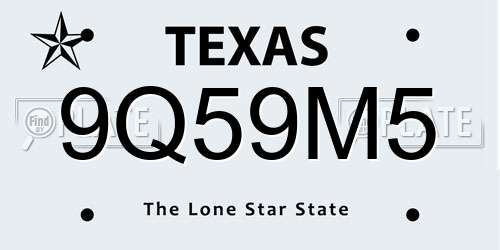 9Q59M5 Texas License Plate