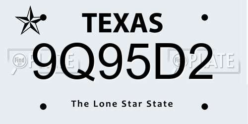 9Q95D2 Texas License Plate