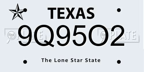 9Q95O2 Texas License Plate
