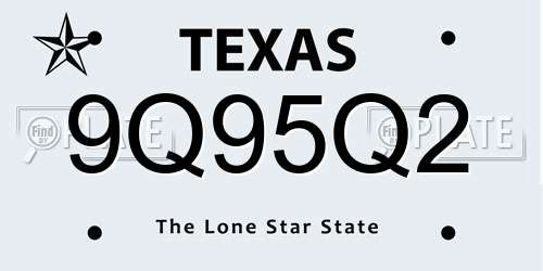 9Q95Q2 Texas License Plate