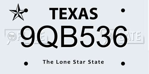 9QB536 Texas License Plate