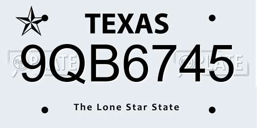 9QB6745 Texas License Plate