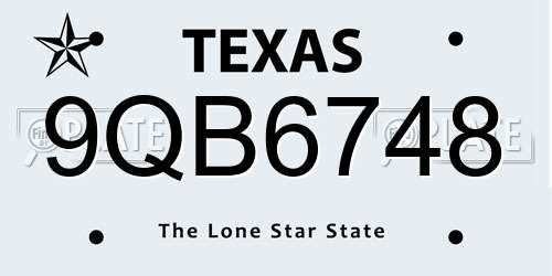 9QB6748 Texas License Plate
