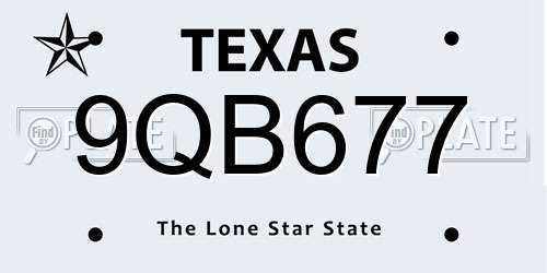 9QB677 Texas License Plate