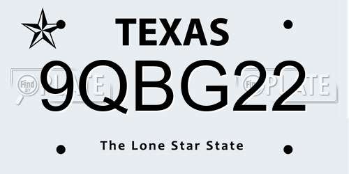 9QBG22 Texas License Plate