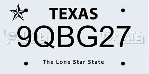9QBG27 Texas License Plate