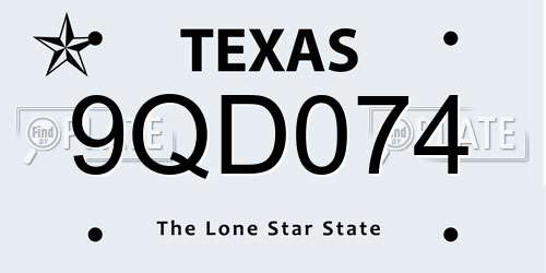 9QD074 Texas License Plate