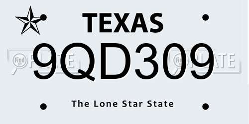 9QD309 Texas License Plate