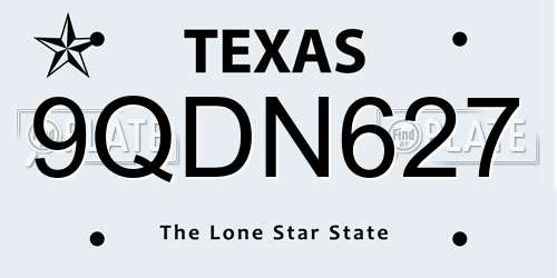 9QDN627 Texas License Plate