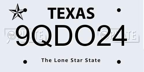 9QDO24 Texas License Plate