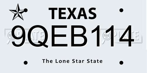 9QEB114 Texas License Plate