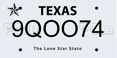 9QOO74 Texas License Plate