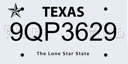 9QP3629 Texas License Plate
