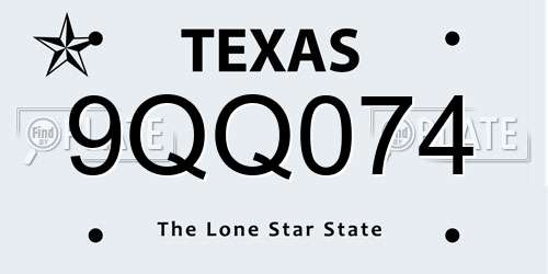 9QQ074 Texas License Plate