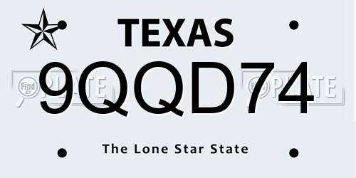 9QQD74 Texas License Plate