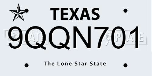 9QQN701 Texas License Plate