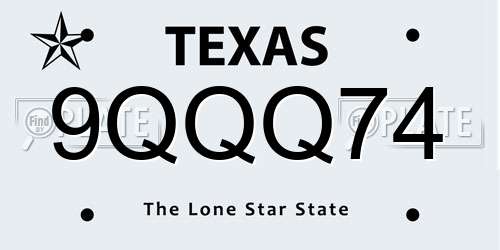 9QQQ74 Texas License Plate
