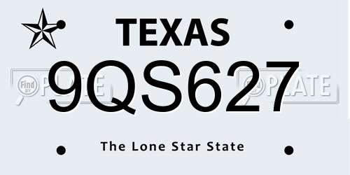 9QS627 Texas License Plate