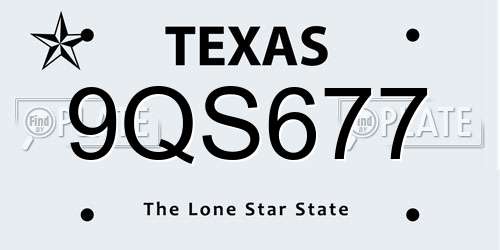 9QS677 Texas License Plate