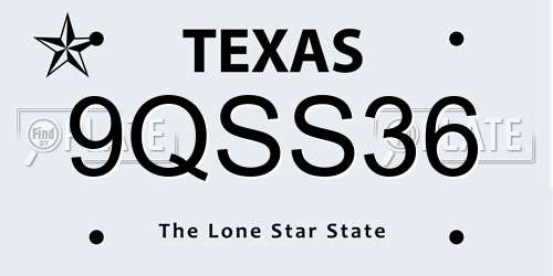 9QSS36 Texas License Plate