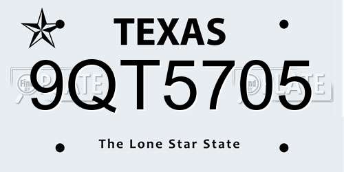 9QT5705 Texas License Plate
