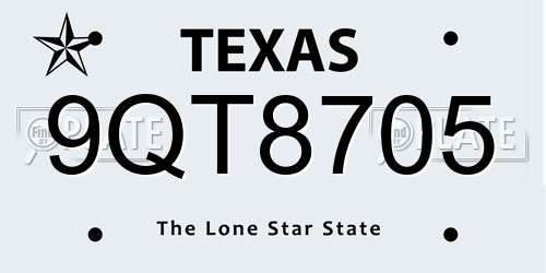 9QT8705 Texas License Plate