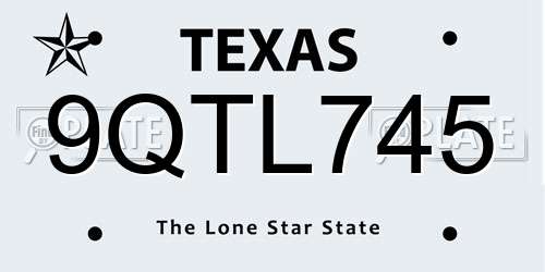 9QTL745 Texas License Plate