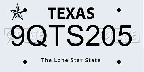 9QTS205 Texas License Plate
