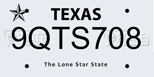 9QTS708 Texas License Plate