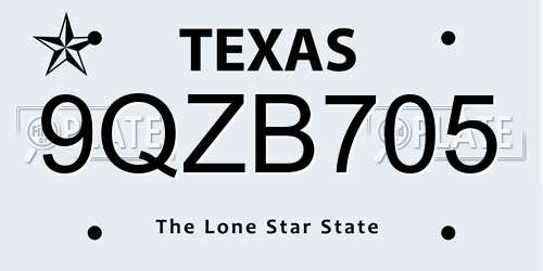 9QZB705 Texas License Plate