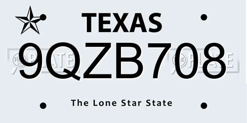 9QZB708 Texas License Plate
