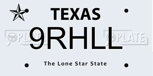 9RHLL Texas License Plate
