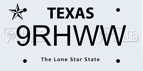 9RHWW Texas License Plate