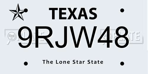 9RJW48 Texas License Plate
