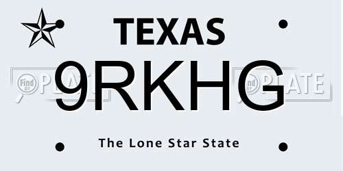 9RKHG Texas License Plate