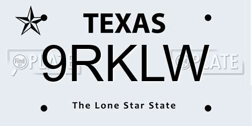 9RKLW Texas License Plate