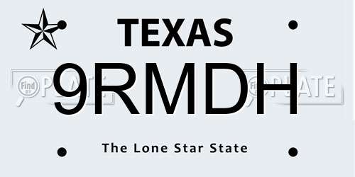 9RMDH Texas License Plate