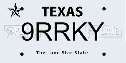 9RRKY Texas License Plate